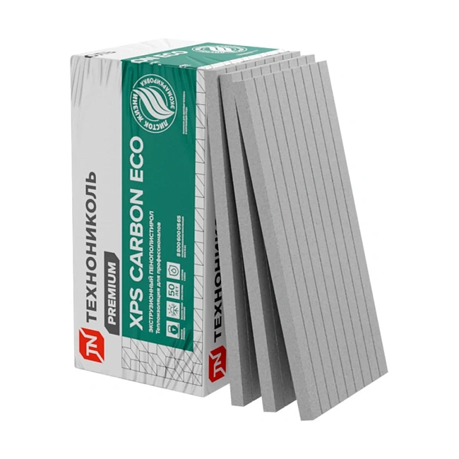 Экструзионный пенополистирол (XPS) ТЕХНОНИКОЛЬ Carbon Eco FAS/2 S/1 1180х580х50 мм, L-кромка, фрезерованный с микроканавками, 8 шт