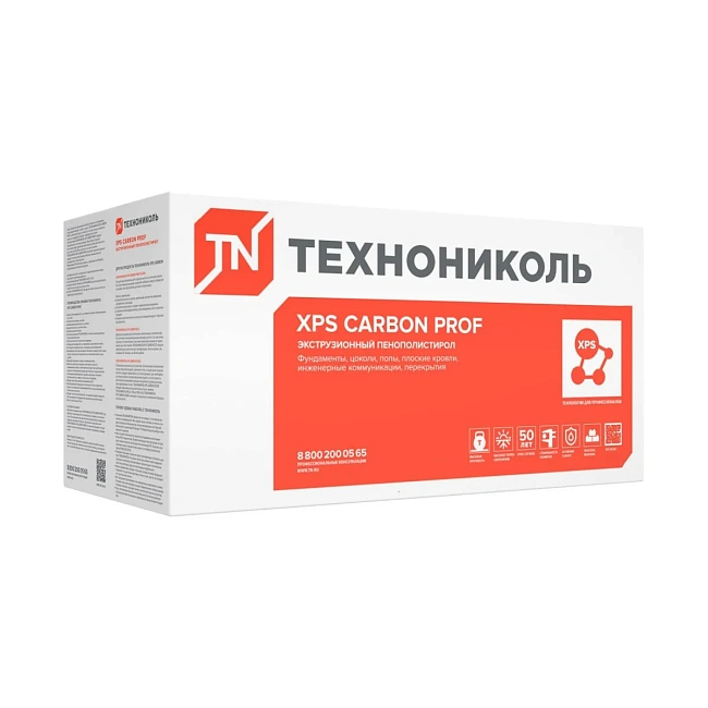 Экструзионный пенополистирол (XPS) ТЕХНОНИКОЛЬ Carbon Prof 1180х580х100 мм, L-кромка, 4 шт